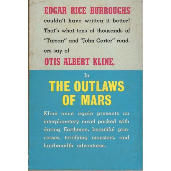The Outlaws of Mars by Otis Adelbert Kline 1961 Science fiction Publisher Ace - Picture 2 of 2